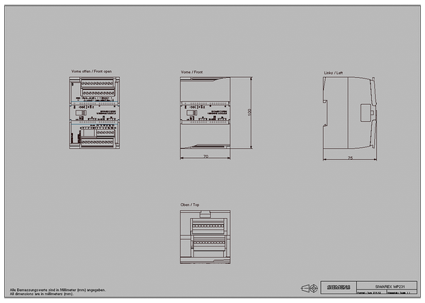 7MH4960-2AA01 SIMATIC S7-1200 hoặc Độc lập SIWAREX WP231 mô-đun cân thương mại hợp pháp một kênh cho cân sàn hoặc cân phễu với cảm biến lực tương tự ... Siemens