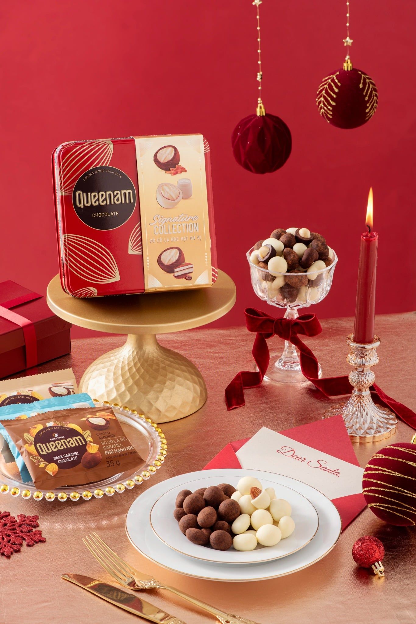  Hộp Qùa Tết 2026 socola Queenam Signature Collection 105G vị Tiramisu, Dark Caramel, Yogurt 