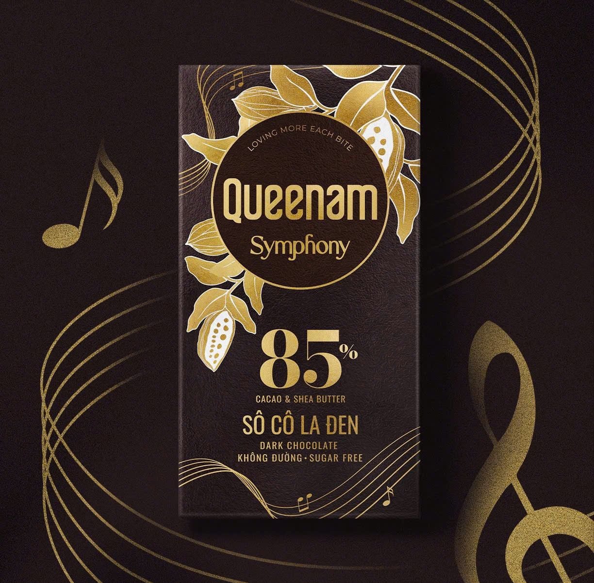  Queenam Symphony – Thanh Sô Cô La Đen 85% Không Đường 