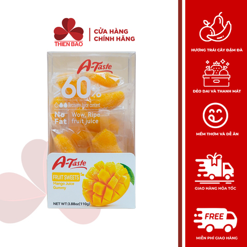 Kẹo dẻo trái cây vị xoài (110g) và vị đào (100g) thương hiệu A-Taste