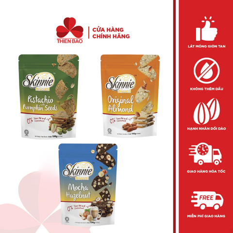 Bánh nướng không dầu Skinnie Biscotti túi 100g