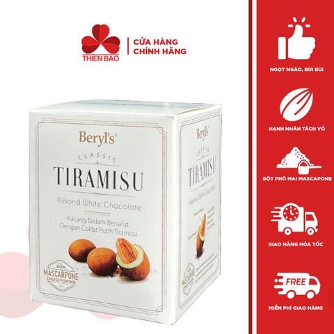 Socola Beryl's Classic Tiramisu (white/ green tea/ milk/ dark) hạnh nhân - hộp 100g