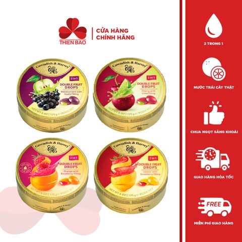 [15 mùi vị] Kẹo trái cây Cavendish & Harvey hộp thiếc 200g 175g