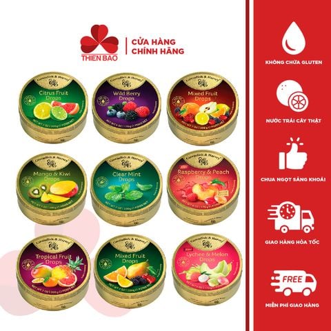 [15 mùi vị] Kẹo trái cây Cavendish & Harvey hộp thiếc 200g 175g