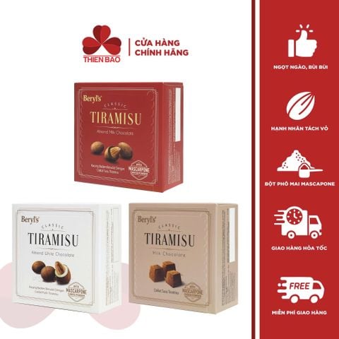 Socola Tiramisu phủ bột phô mai mascarpone - Beryl's Classic Tiramisu - hộp giấy 65g