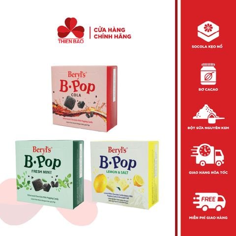 Socola hạt nổ Beryl's B-Pop (Cola/Lemon&Salt/Mint) - Hộp 50g