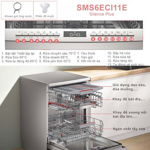MÁY RỬA BÁT ĐỘC LẬP BOSCH SMS6ECI11E