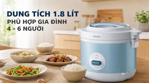 Nồi cơm điện Philips HD3008/32 màu xanh
