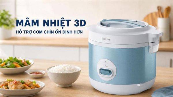 Nồi cơm điện Philips HD3008/32 màu xanh