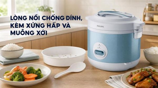 Nồi cơm điện Philips HD3008/32 màu xanh