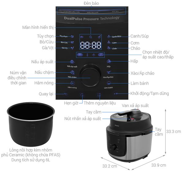 Nồi áp suất đa năng Philips HD2616/70