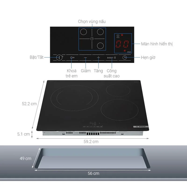 BẾP TỪ 3 VÙNG NẤU BOSCH PUJ61RBB5E