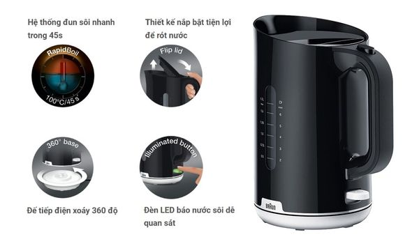 Ấm đun siêu tốc Braun WK1100BK