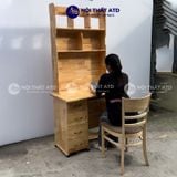  Bàn học gỗ thông có kệ kèm hộc 1m8 