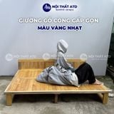  Giường gấp gọn gỗ còng tự nhiên màu vàng nhạt 