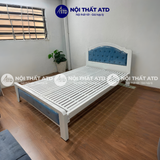  Giường sắt hộp 5x10 trắng xanh 