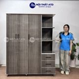  Tủ quần áo nhựa Đài Loan 3 cánh kèm kệ vân gỗ 