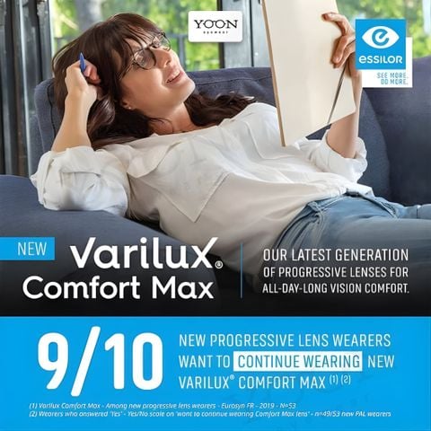 Đa Tròng Đánh Essilor Varilux Comfort Max - Váng Phủ Crizal Rock