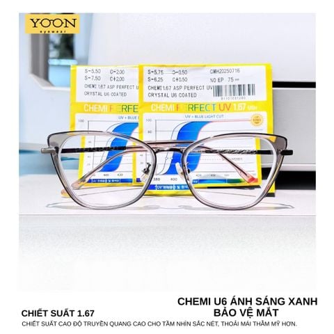 Tròng Kính Chemi Perfect Crystal U6 Coated 1.67