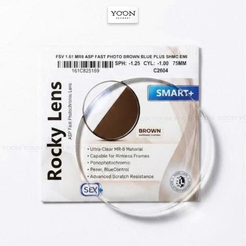 Tròng Đổi Màu Rocky Photo Brown Blue Plus SHMC MR8 1.61