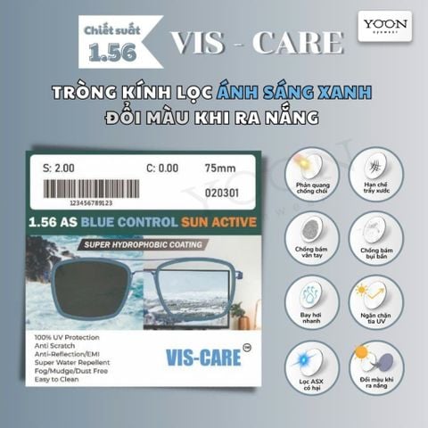 Tròng Đổi Màu Vis-Care AS Blue Sun Active Grey SHMC 1.56