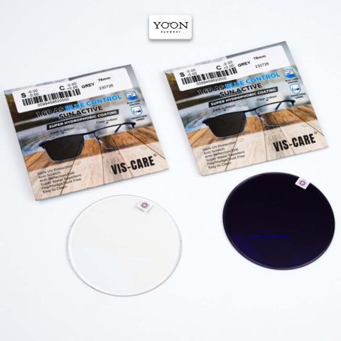 Tròng Đổi Màu Xám Khói Vis-Care Blue Protect Sun Active 1.60
