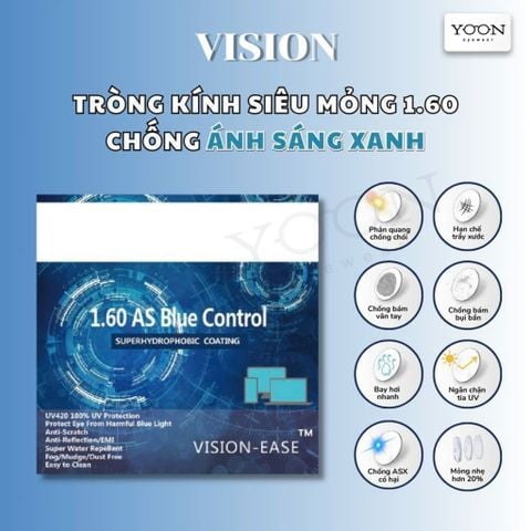 Tròng Kính Vis-Care Blue Control 1.60