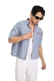  SM06 - "MAZIC" FW25 URBAN BLUE LINES BOXY SHIRT 