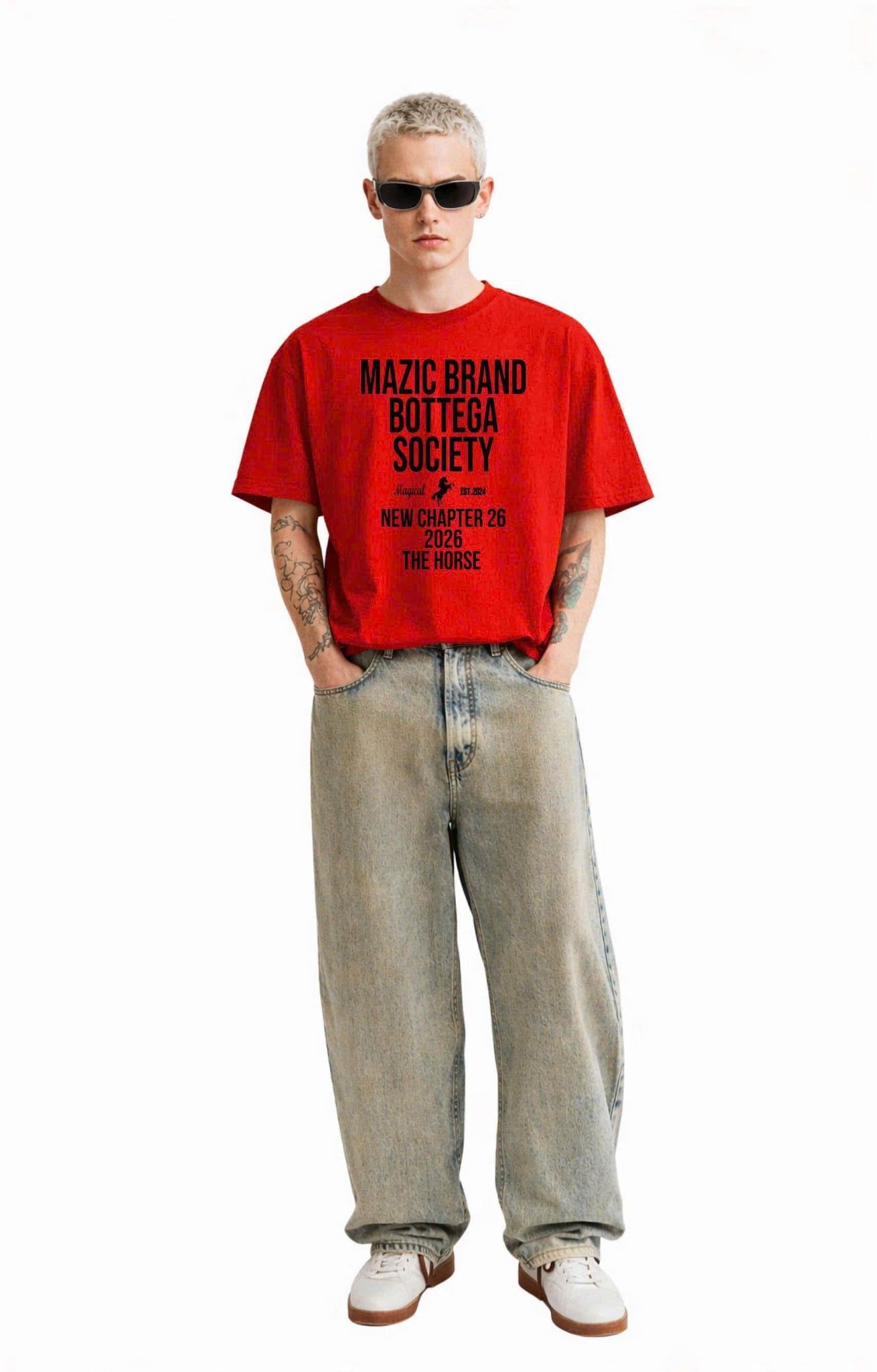  AT11 - "MAZIC" NEW CHAPTER 26 BURGUNDY BOXY TEE 