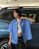  SM05 - "MAZIC" PREMIUM BOXY CARO BLUE SHIRT 