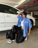  SM05 - "MAZIC" PREMIUM BOXY CARO BLUE SHIRT 