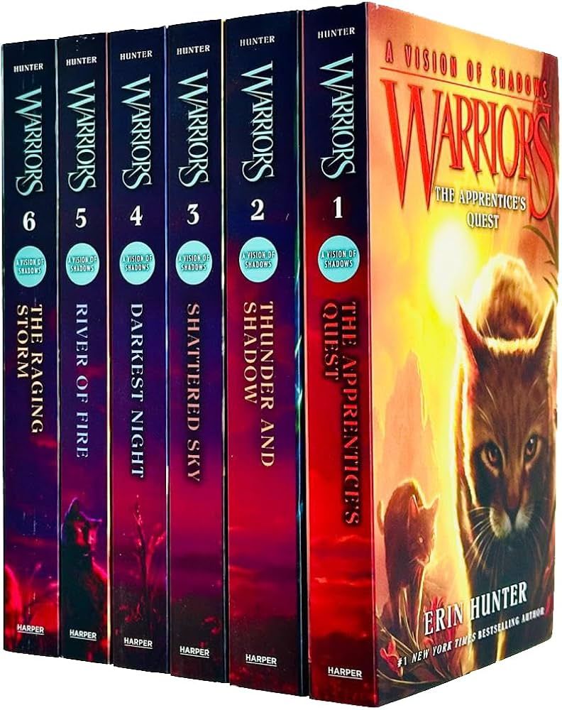  Warriors Cat A Vision of Shadows Series Books 1 - 6 Series 5 Collection Set By Erin Hunter (Apprentice's Quest, Thunder and Shadow, Shattered Sky, Darkest Night, River of Fire & Raging Storm) 