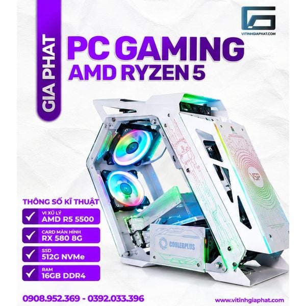 PC Gaming AMD Ryzen 5 5500 - RX 580 8GB - SSD NVMe 512GB - RAM 16GB