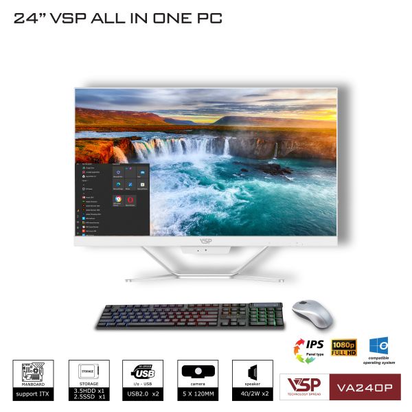 Máy tính để bàn VSP All in One VA240P FHD (Chưa bao gồm LK) - Màu trắng