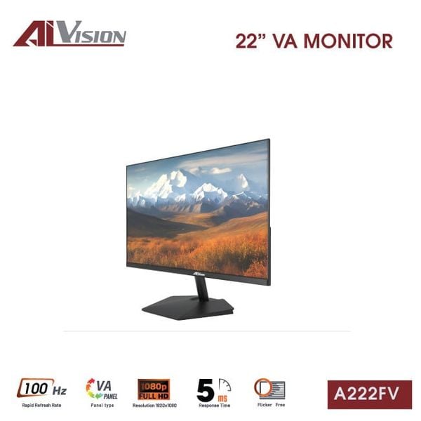 Màn hình VSP AiVision A222FV (Chân đế mới, 22inch, VA, FHD, 100Hz, 5ms) - Màu đen