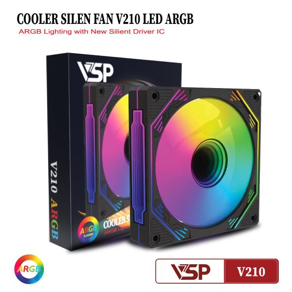 Quạt Tản Nhiệt VSP Cooler Silent V210 Led ARGB - Màu đen