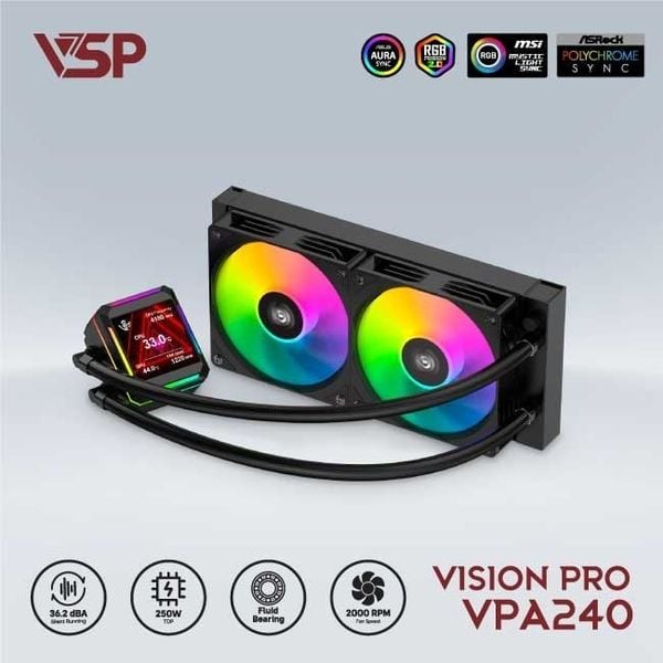 Tản nhiệt nước VSP Vision Pro VPA240 - Màu đen
