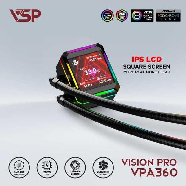 Tản nhiệt nước VSP Vision Pro VPA360 - Màu đen
