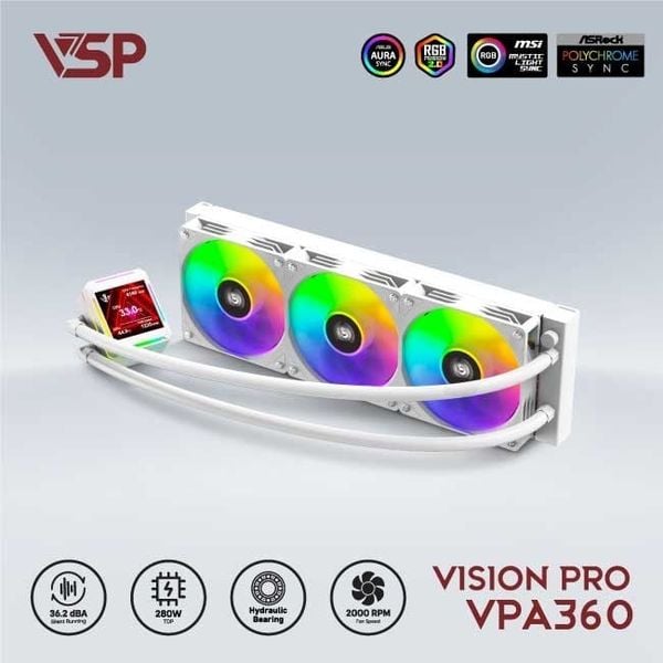 Tản nhiệt nước VSP Vision Pro VPA360 - Màu trắng