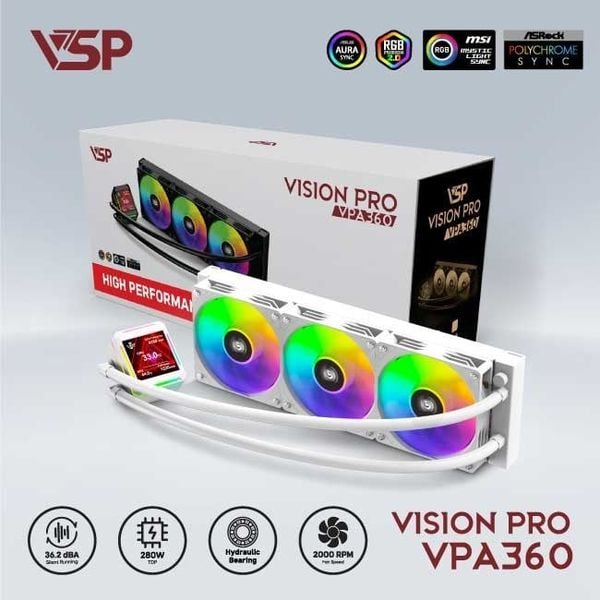 Tản nhiệt nước VSP Vision Pro VPA360 - Màu trắng
