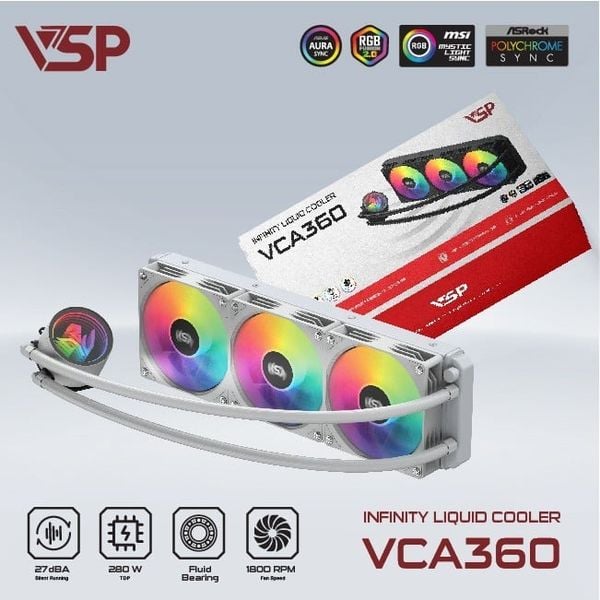 Tản nhiệt nước VSP Infinity Liquid Cooler VCA360 - Màu trắng