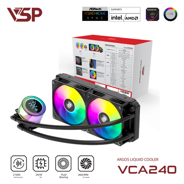 Tản nhiệt nước VSP Infinity Liquid Cooler VCA240 - Màu đen