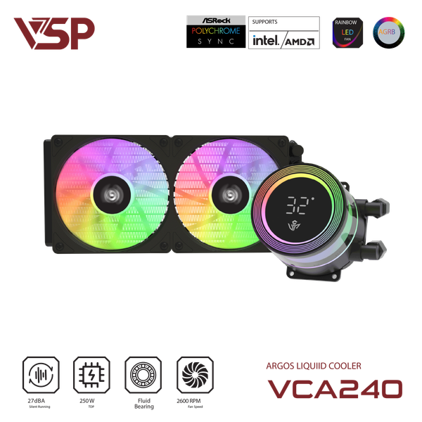 Tản nhiệt nước VSP Infinity Liquid Cooler VCA240 - Màu đen