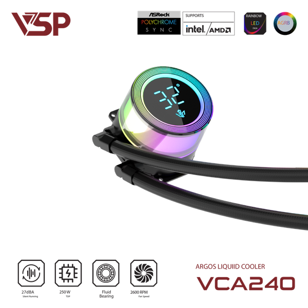 Tản nhiệt nước VSP Infinity Liquid Cooler VCA240 - Màu đen