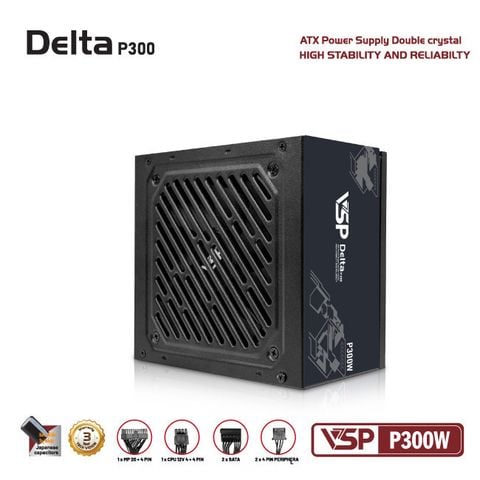 Bộ nguồn máy tính VSP Delta P300W - Màu đen