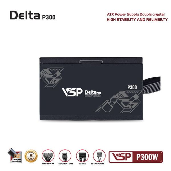Bộ nguồn máy tính VSP Delta P300W - Màu đen