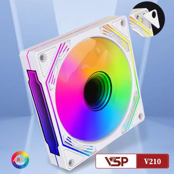 Quạt Tản Nhiệt VSP Cooler Silent V210 Led ARGB - Màu trắng