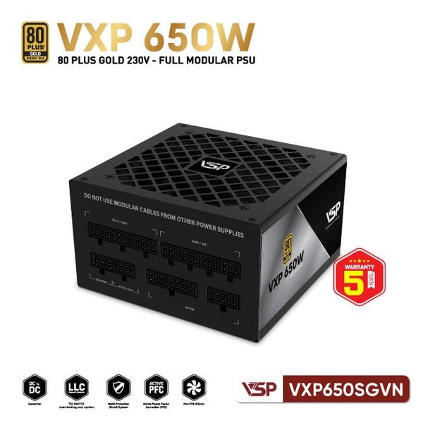 Bộ nguồn VSP VXP650SGVN - 80 Plus Gold - 650W - Full modular