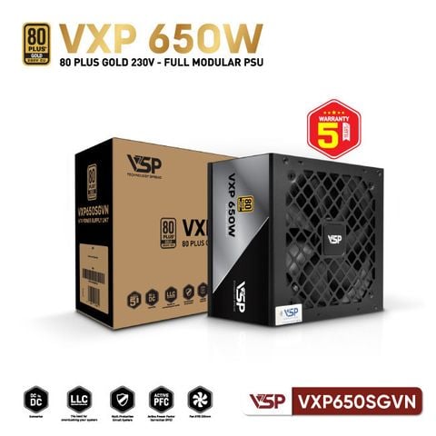 Bộ nguồn VSP VXP650SGVN - 80 Plus Gold - 650W - Full modular