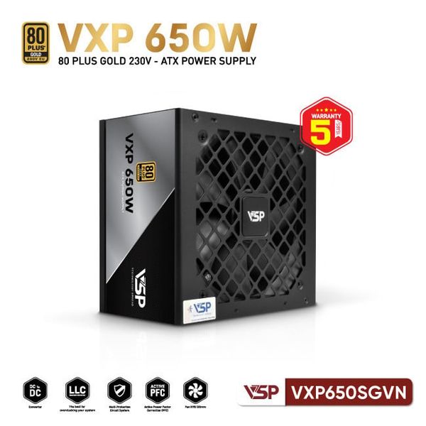 Bộ nguồn máy tính VSP VXP650SGVN - 80 Plus Gold - 650W - Straight Line